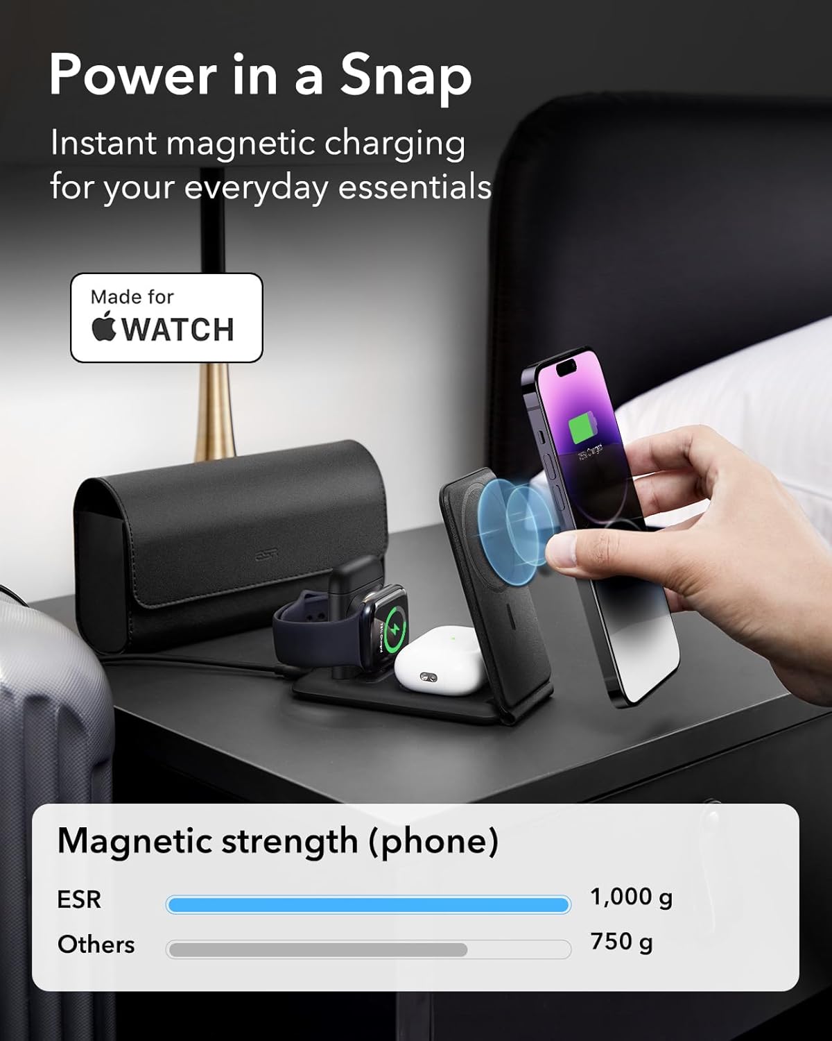 ESR 3-in-1 Travel MagSafe Charging Station for Apple Watch, iPhone and AirPods