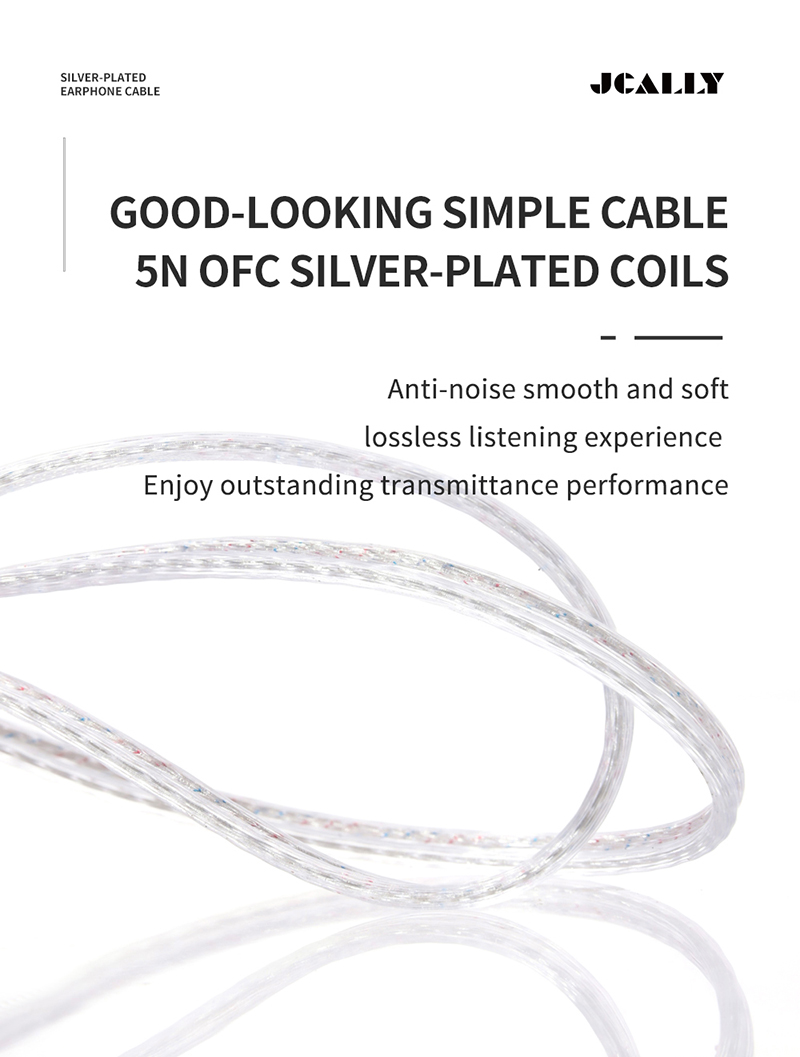 JCALLY PJ3 5N OFC Silver-plated Earphone Cable Built-in DAC Chip with Mic Type C Straight Plug Line