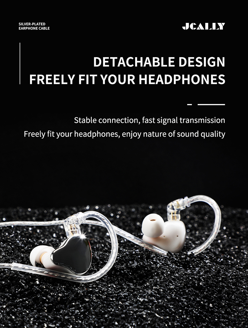 JCALLY PJ3 5N OFC Silver-plated Earphone Cable Built-in DAC Chip with Mic Type C Straight Plug Line