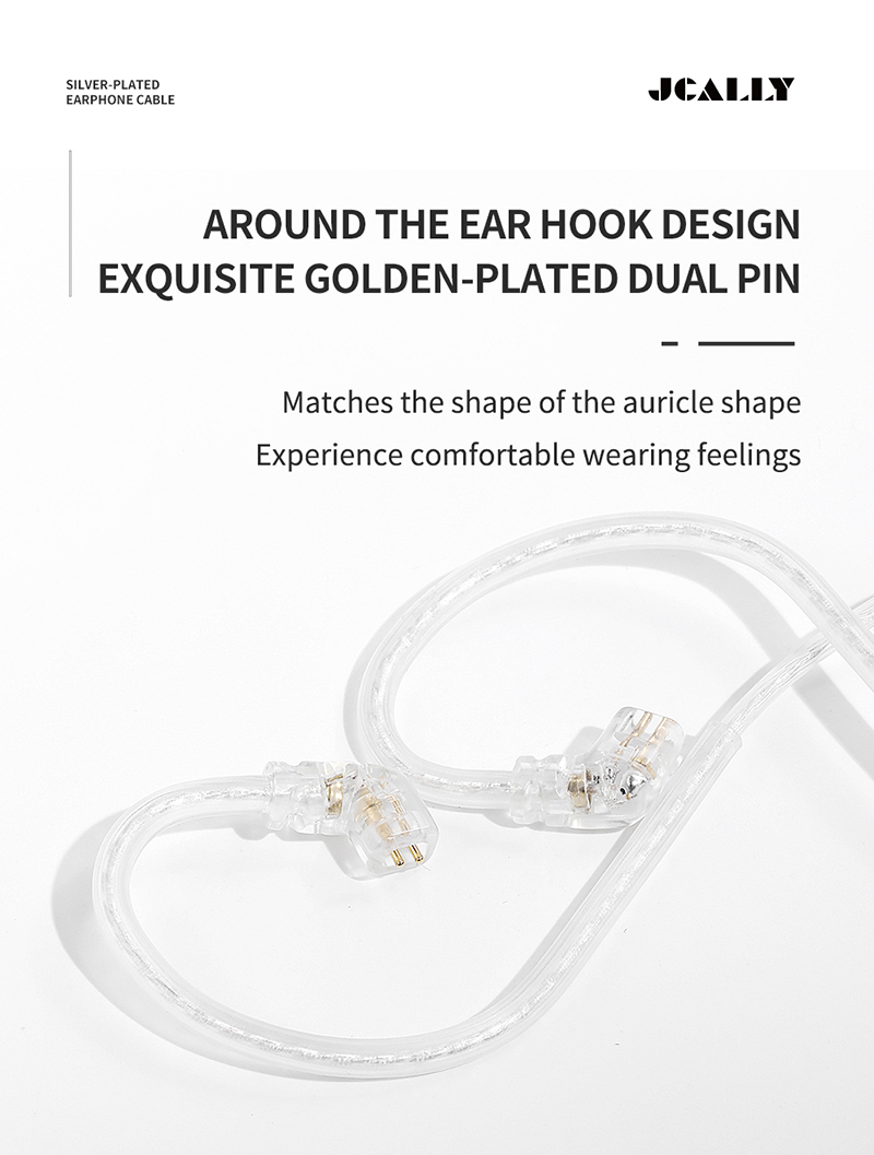 JCALLY PJ3 5N OFC Silver-plated Earphone Cable Built-in DAC Chip with Mic Type C Straight Plug Line