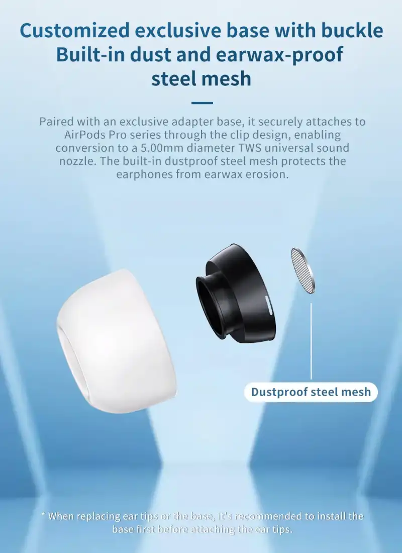 TRI Clarion for AirPods Pro Silicone Eartips 1st or 2nd Gen with Noise Reduction Hole