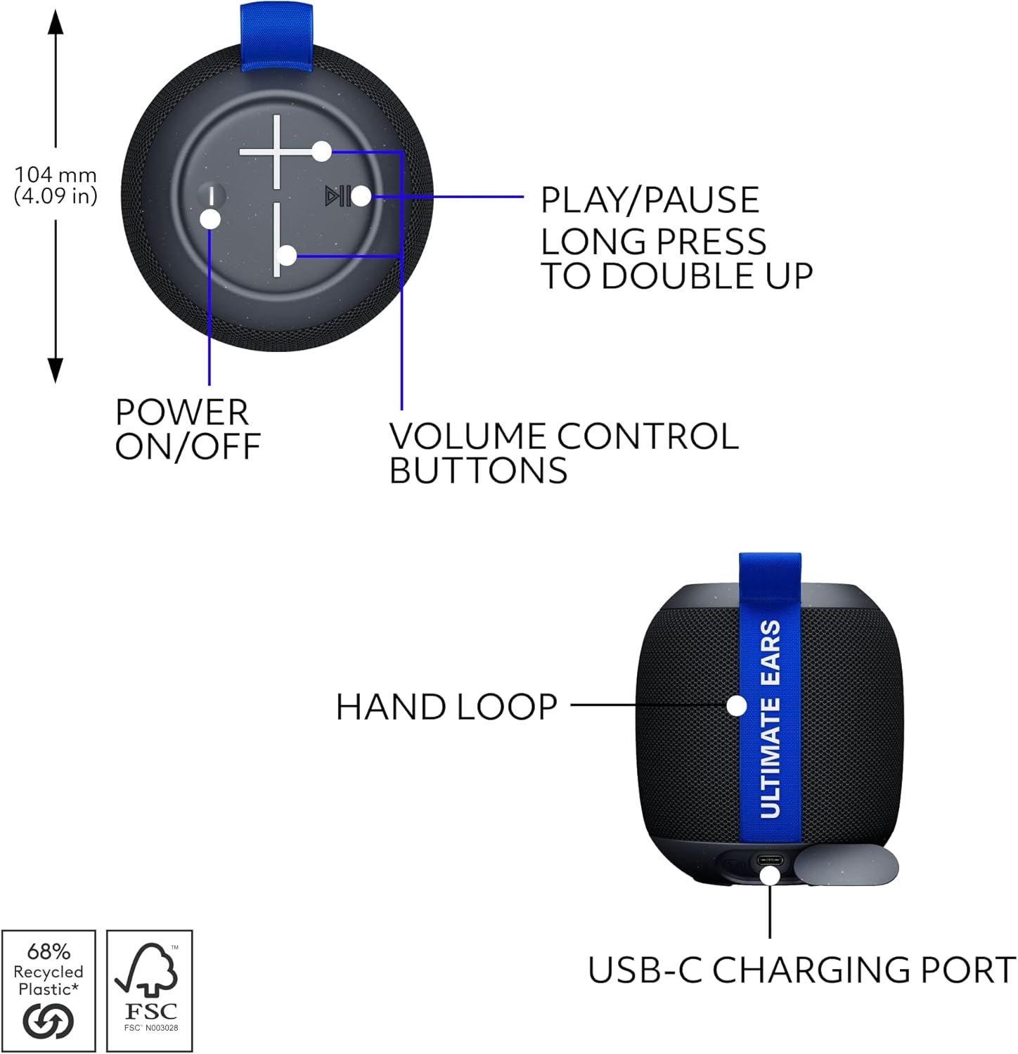 Logitech Ultimate Ears WONDERBOOM Portable Bluetooth Speaker