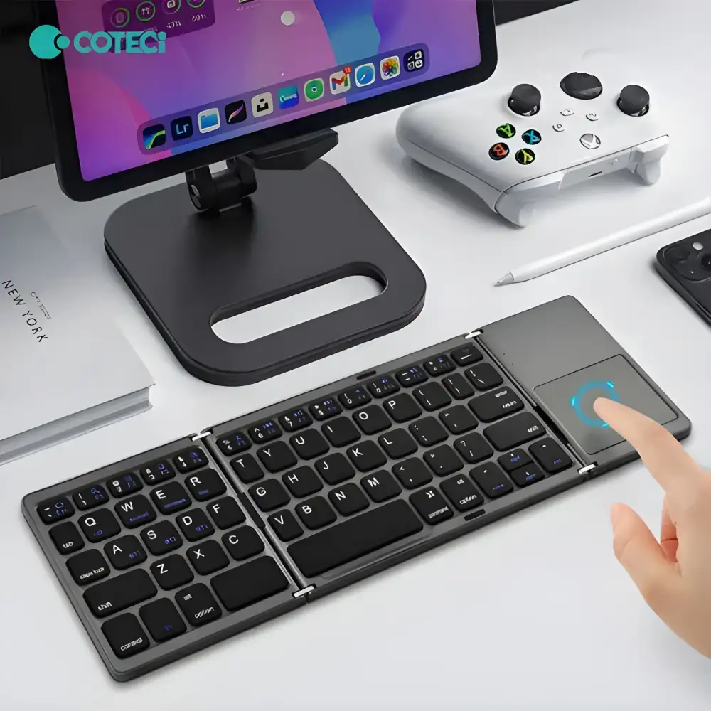 COTECi 63 Key Tri+Fold Ultra-Thin Wireless Touchpad Keyboard