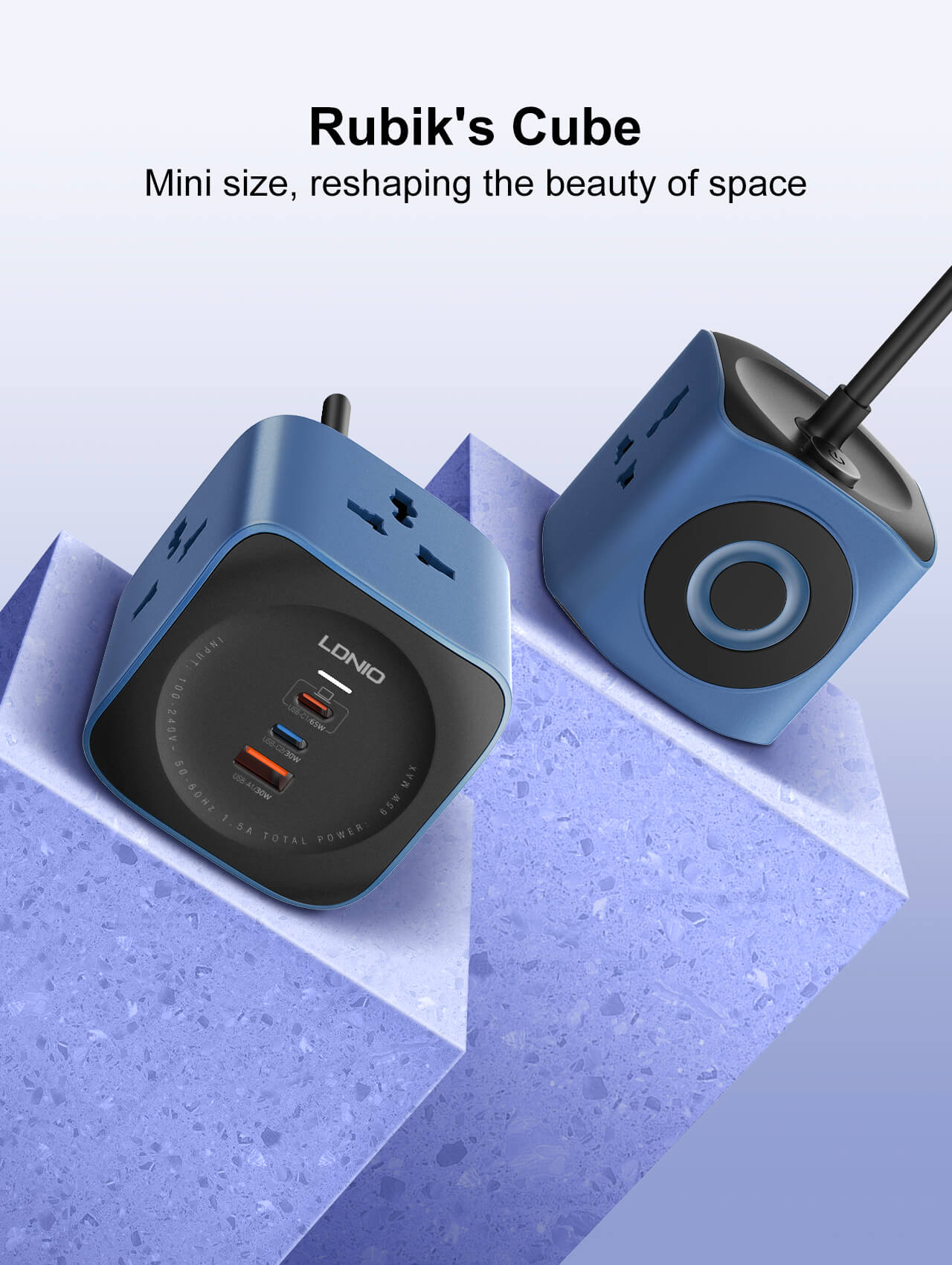 LDNIO SC3319 6in1 65W Power Socket Cube 2500W Universal Outlet