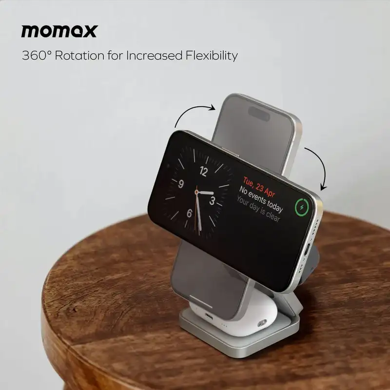 MOMAX Q2.Mag 3-in-1 Foldable Qi2 15W Magnetic Wireless Charging Stand