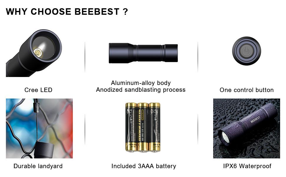 Xiaomi BEEBEST Portable Flashlight LED Tactical Mini Pocket Flashlights
