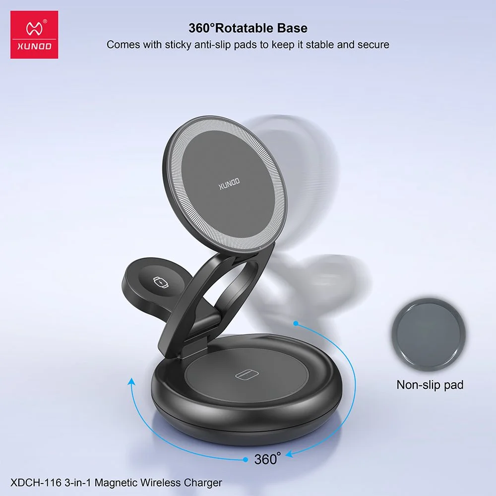 Xundd XDCH-116 Foldable & Rotatable 3in1 Wireless Charger