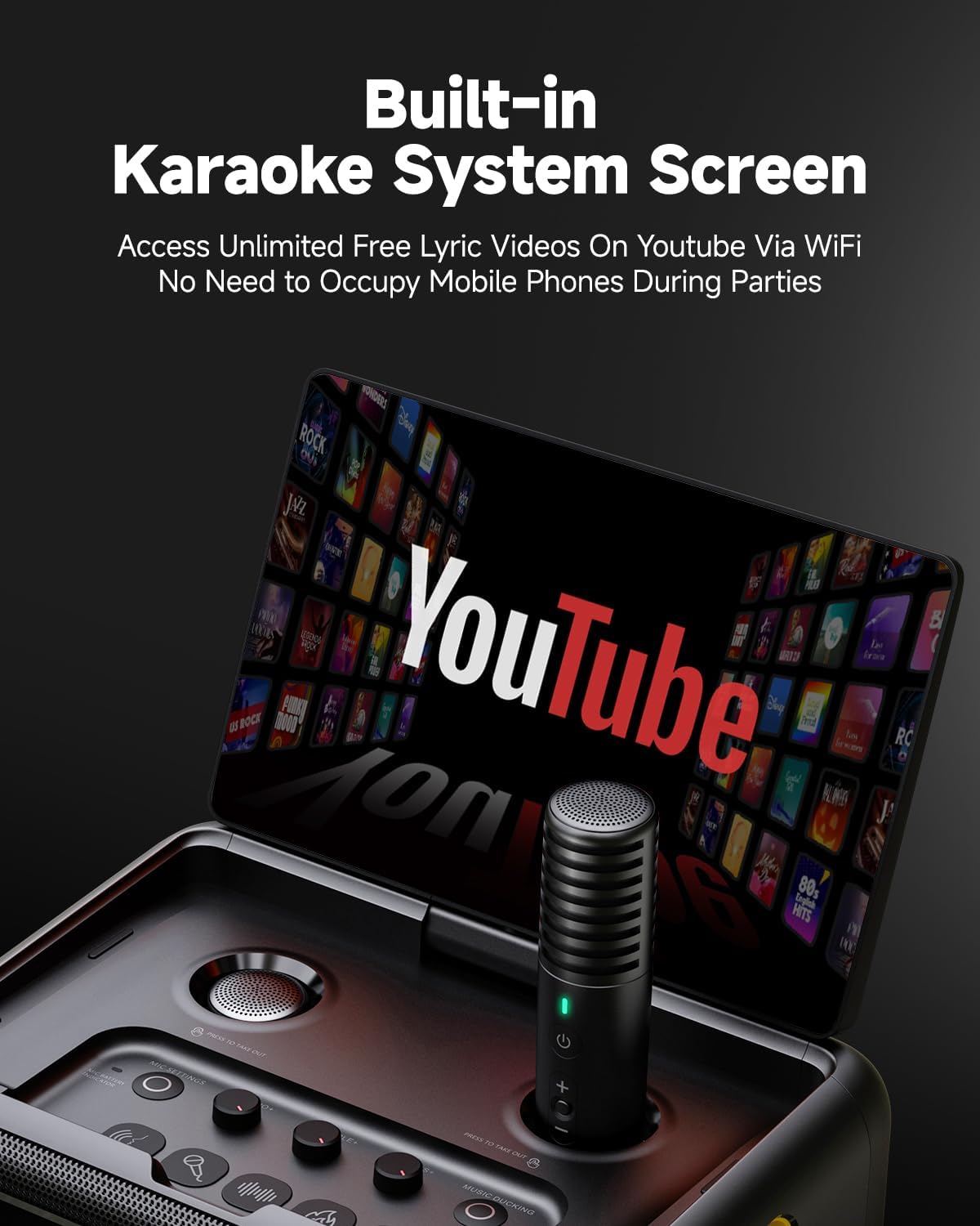 Ikarao Xtreme Break X2 All in One Karaoke Portable Bluetooth Speaker With Built-In 10 Inch Tablet And Wireless Microphone