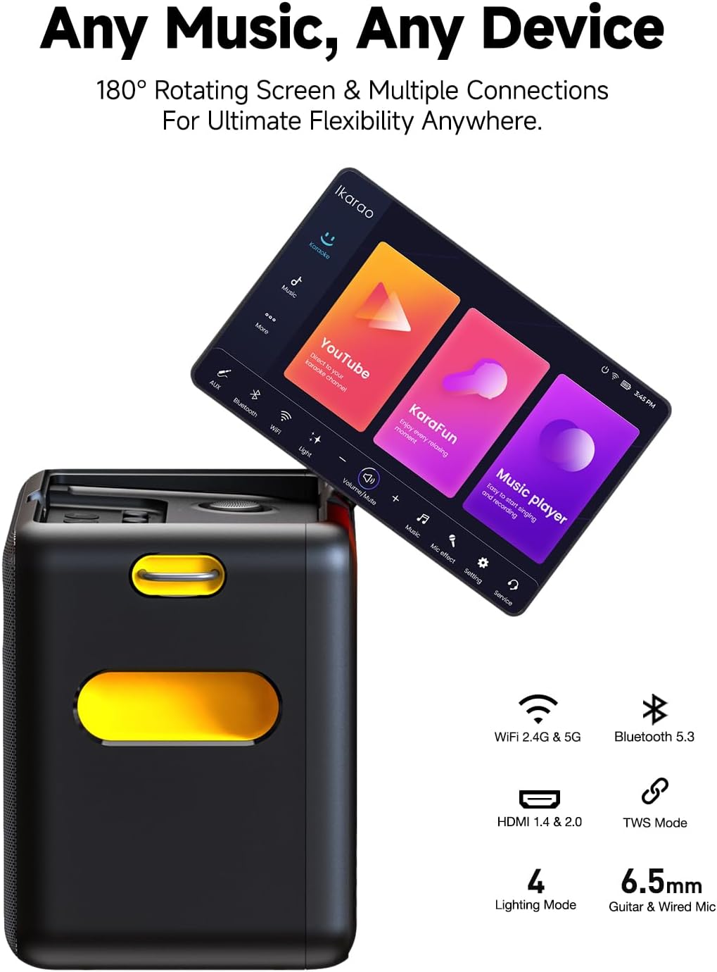 Ikarao Xtreme Break X2 All in One Karaoke Portable Bluetooth Speaker With Built-In 10 Inch Tablet And Wireless Microphone