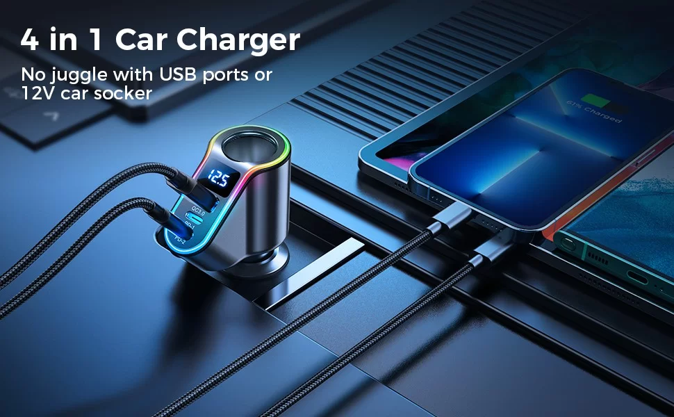 JOYROOM JR CL21 150W Car Charger with LED Digital Display 3