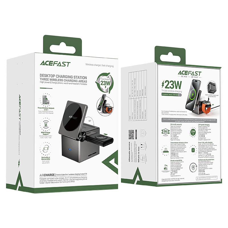 ACEFAST E18 Rubik's Cube 3-in-1 desktop wireless charging Holder