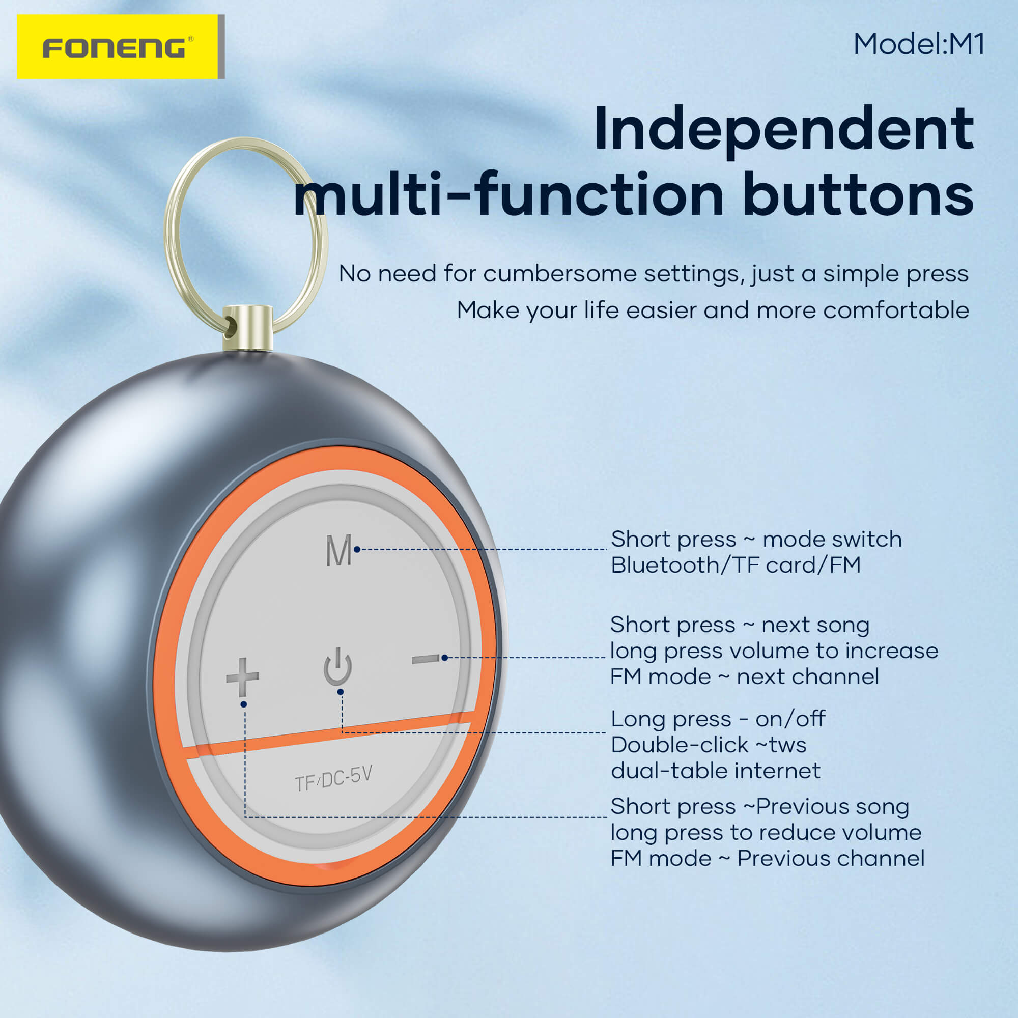 FONENG M1 Portable IP67 Waterproof Speaker