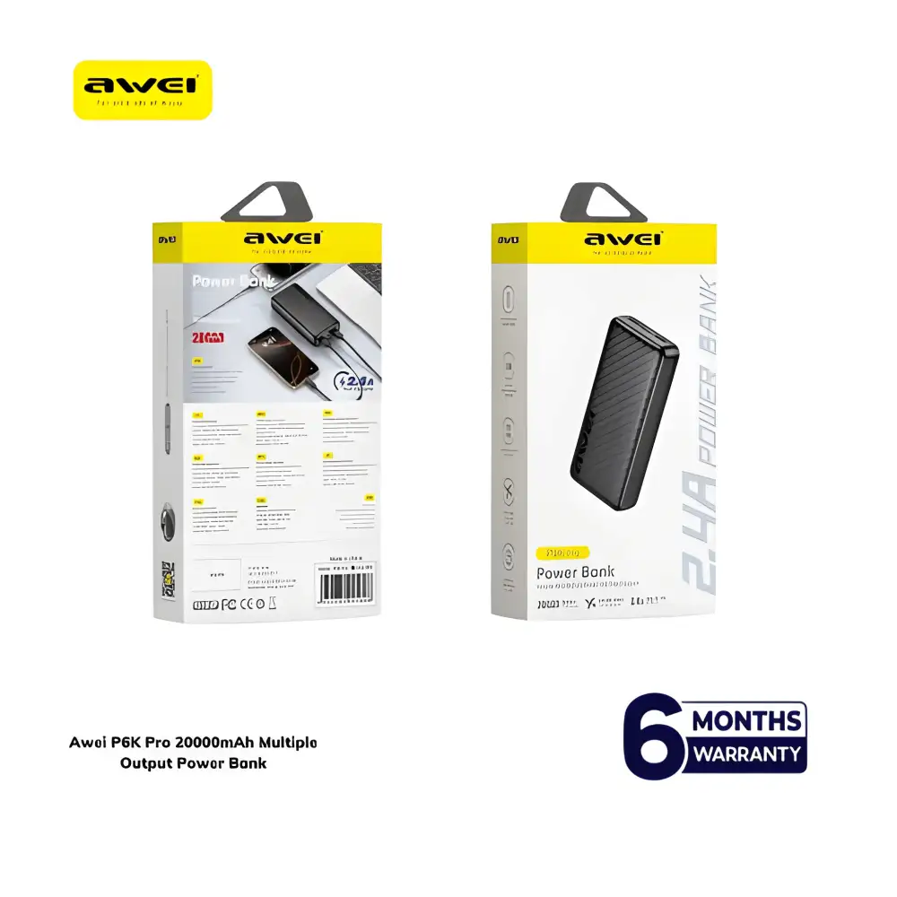 Awei P6K Pro 20000mAh Multiple Output Power Bank