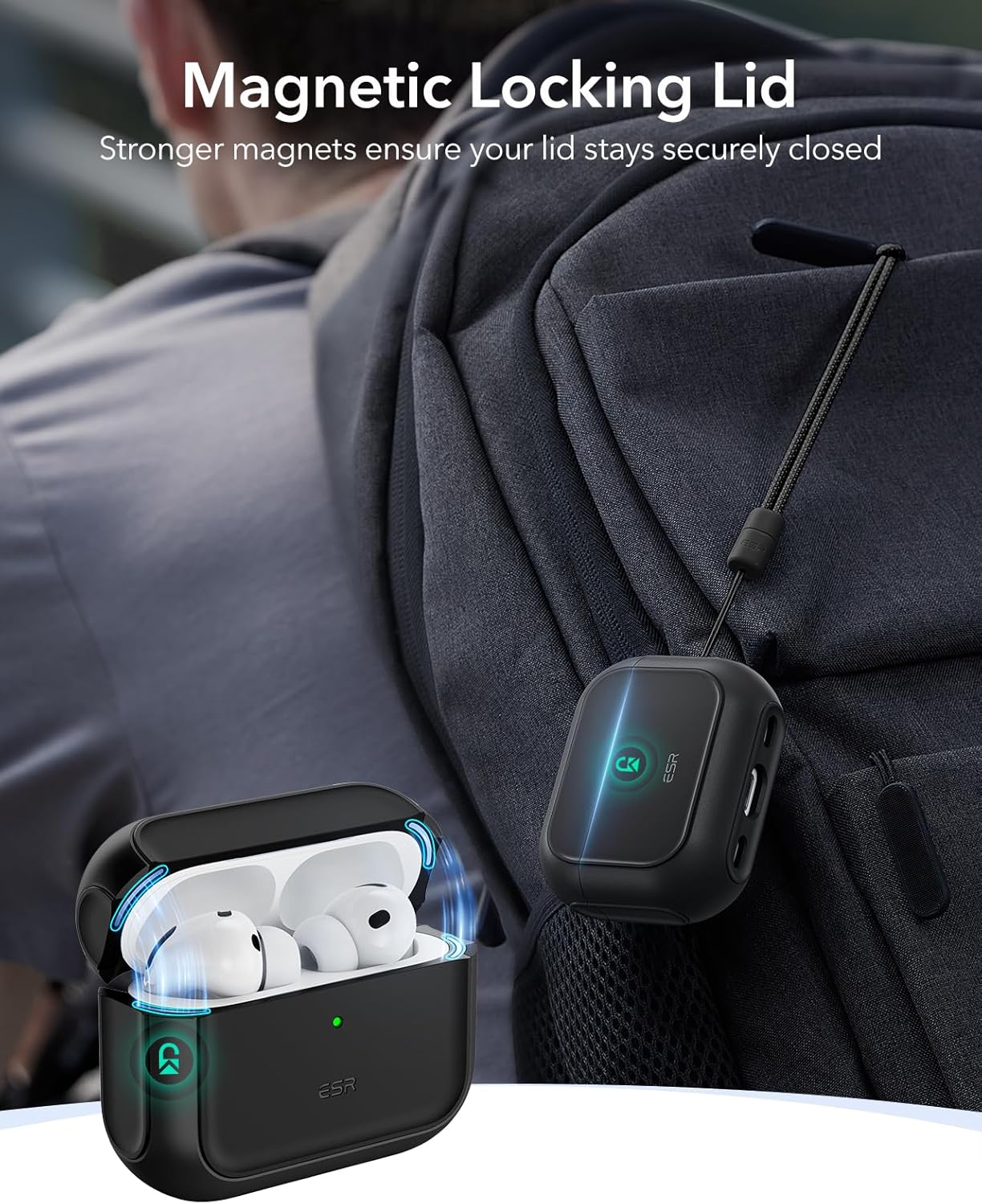 ESR Orbit Hybrid AirPods Pro 3 Case (2025) – Full Drop Protection Cover with Lanyard