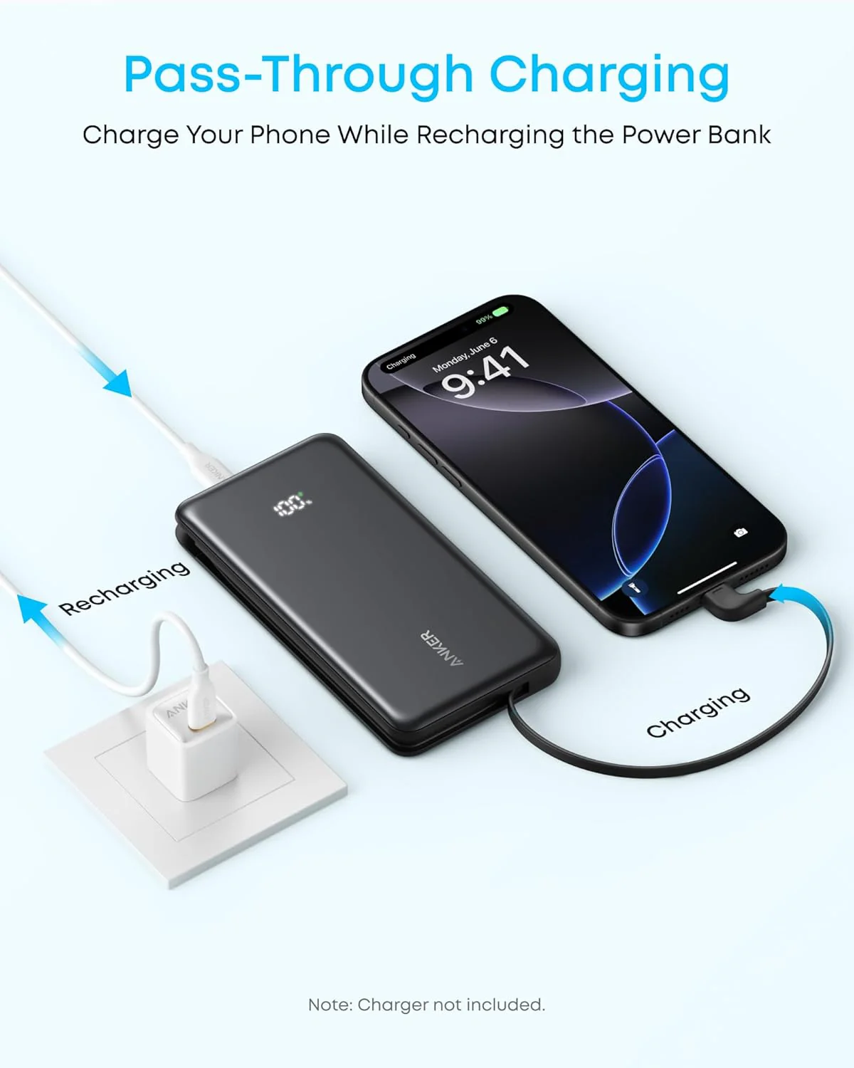 Anker Zolo 10000mAh 22.5W Power Bank with Built-in Type-C Cable