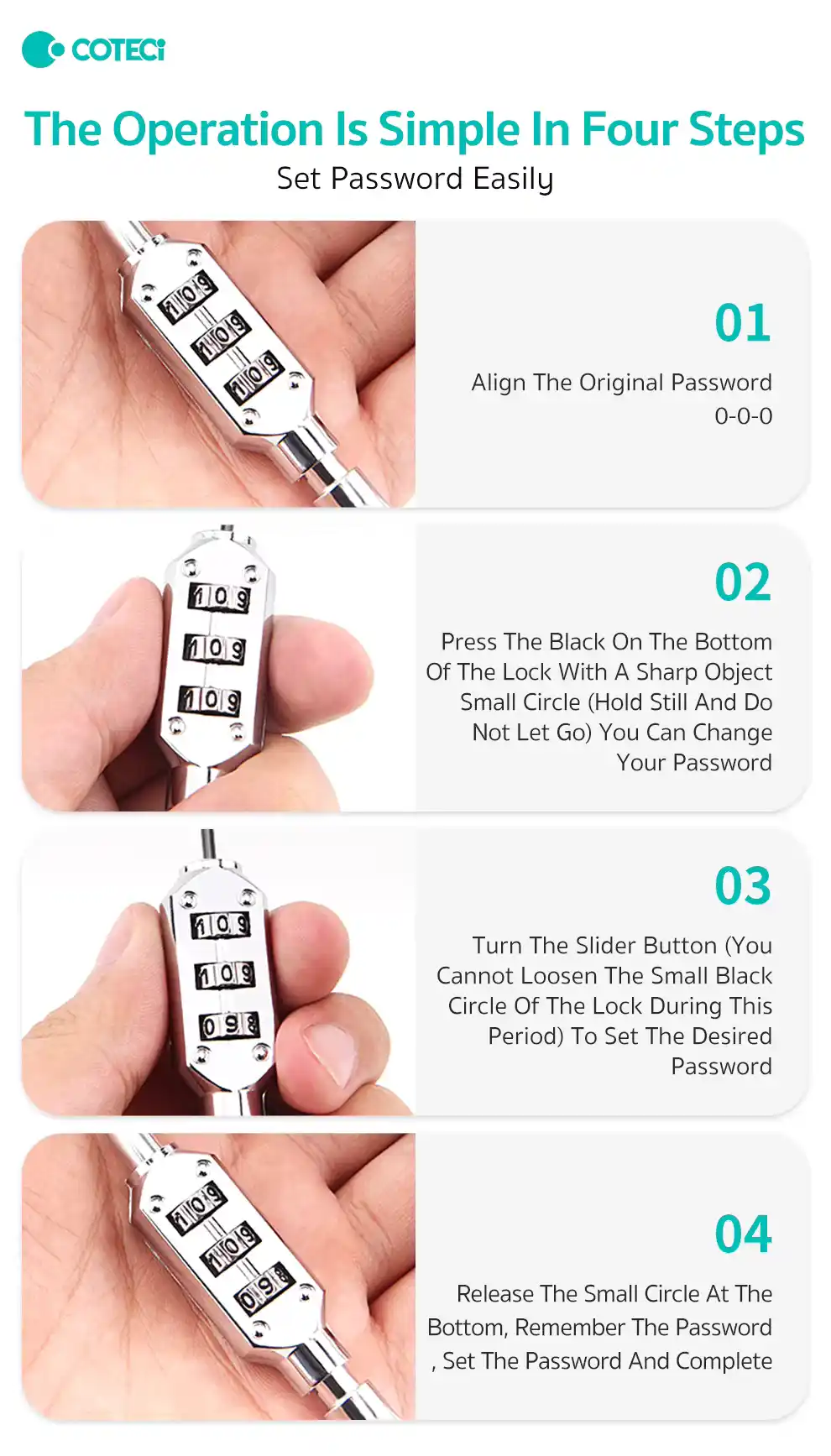 COTECi D-Hook Combination Lock