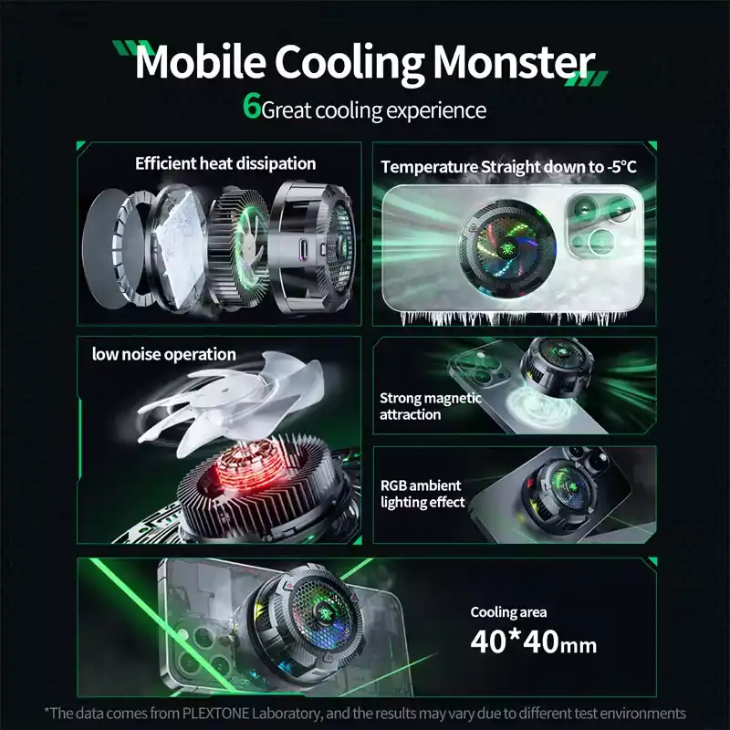 Plextone EX1 Pro RGB Magnetic Portable Mobile Phone Tablet ICE Cooler