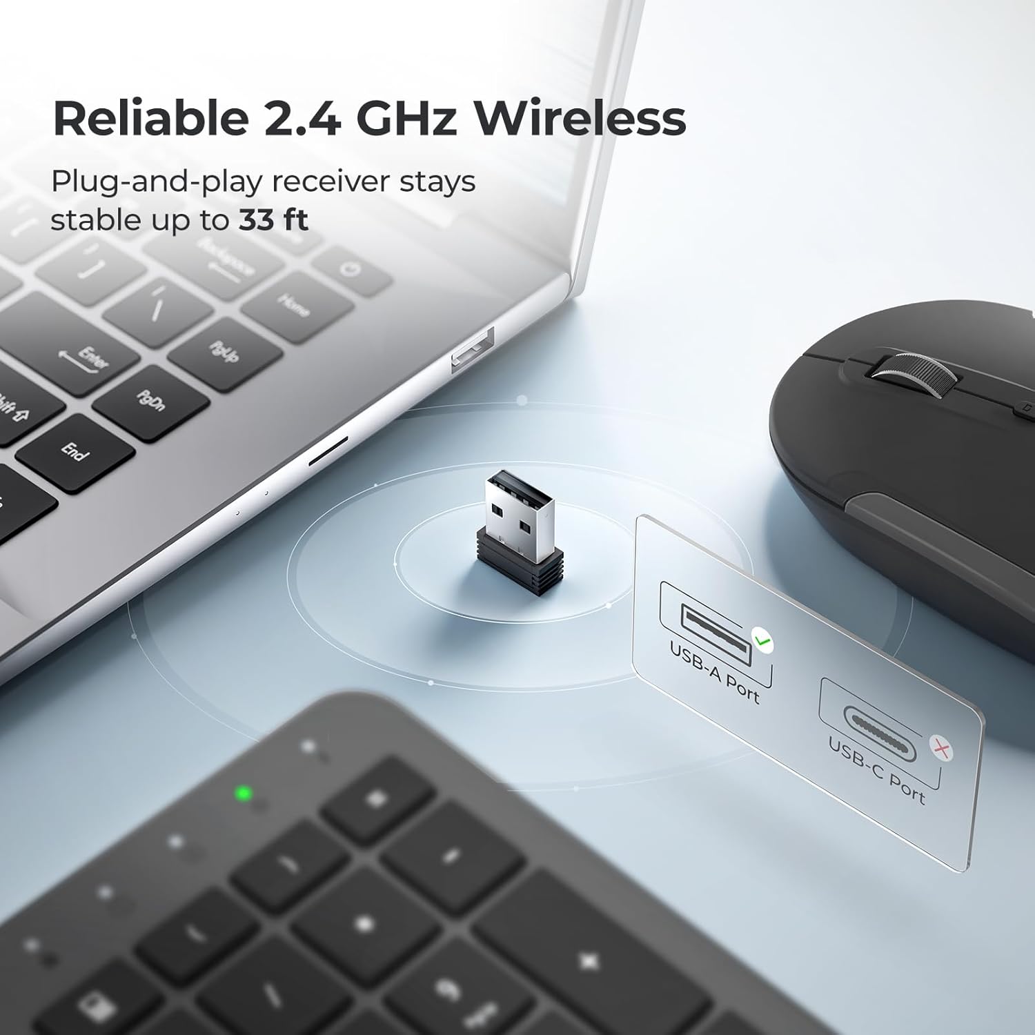 iClever GK08 Wireless Keyboard and Mouse