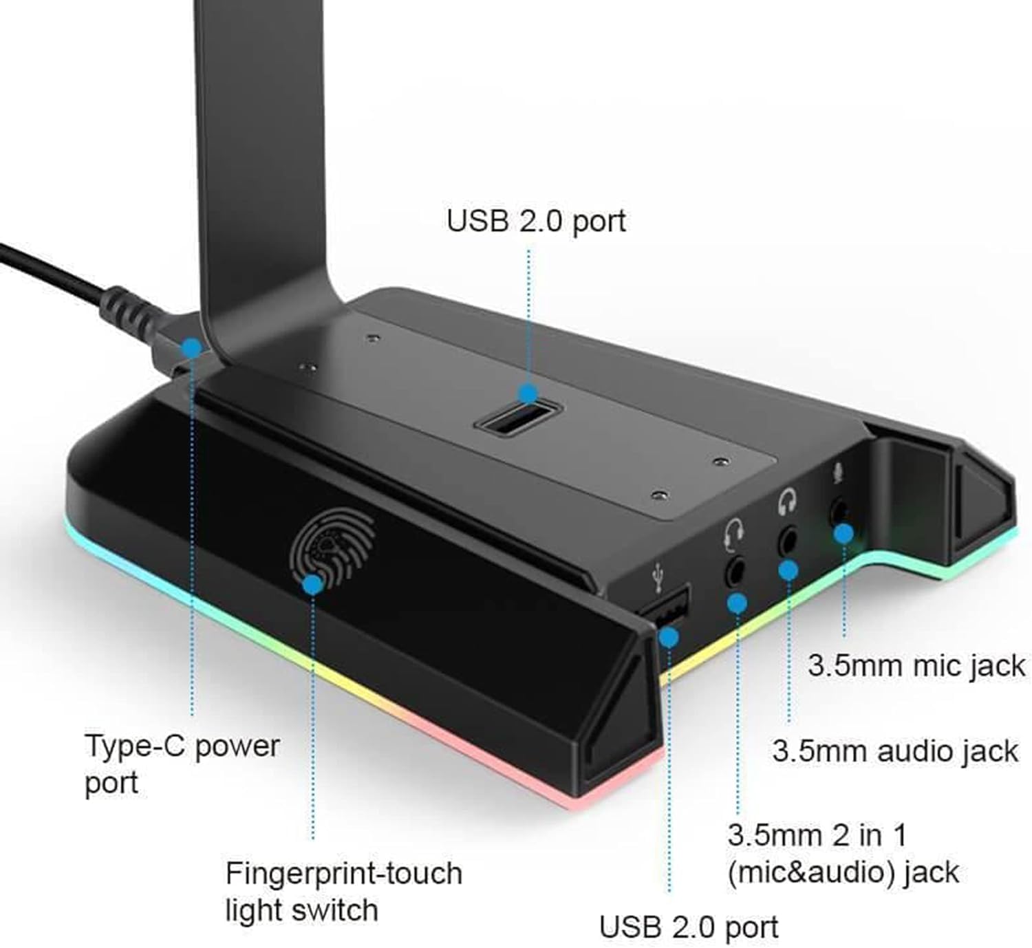 EKSA RGB Headphone Stands with 7.1 Surround Sound