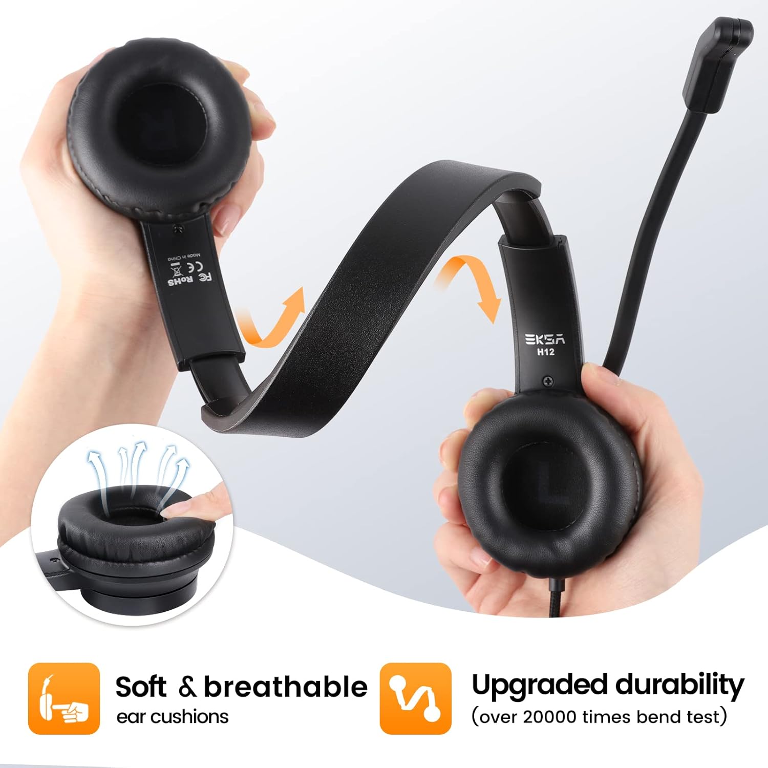 EKSA Telecom H12 Black Wired Over-Ear Professional Headphone