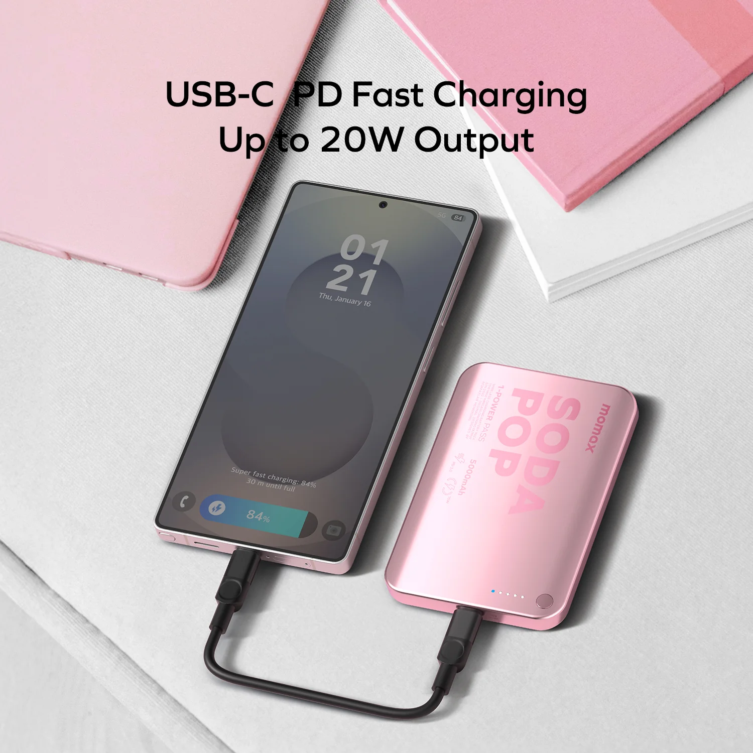 Momax 1-Power Pass 5000mAh Magnetic Wireless Charging Battery Pack