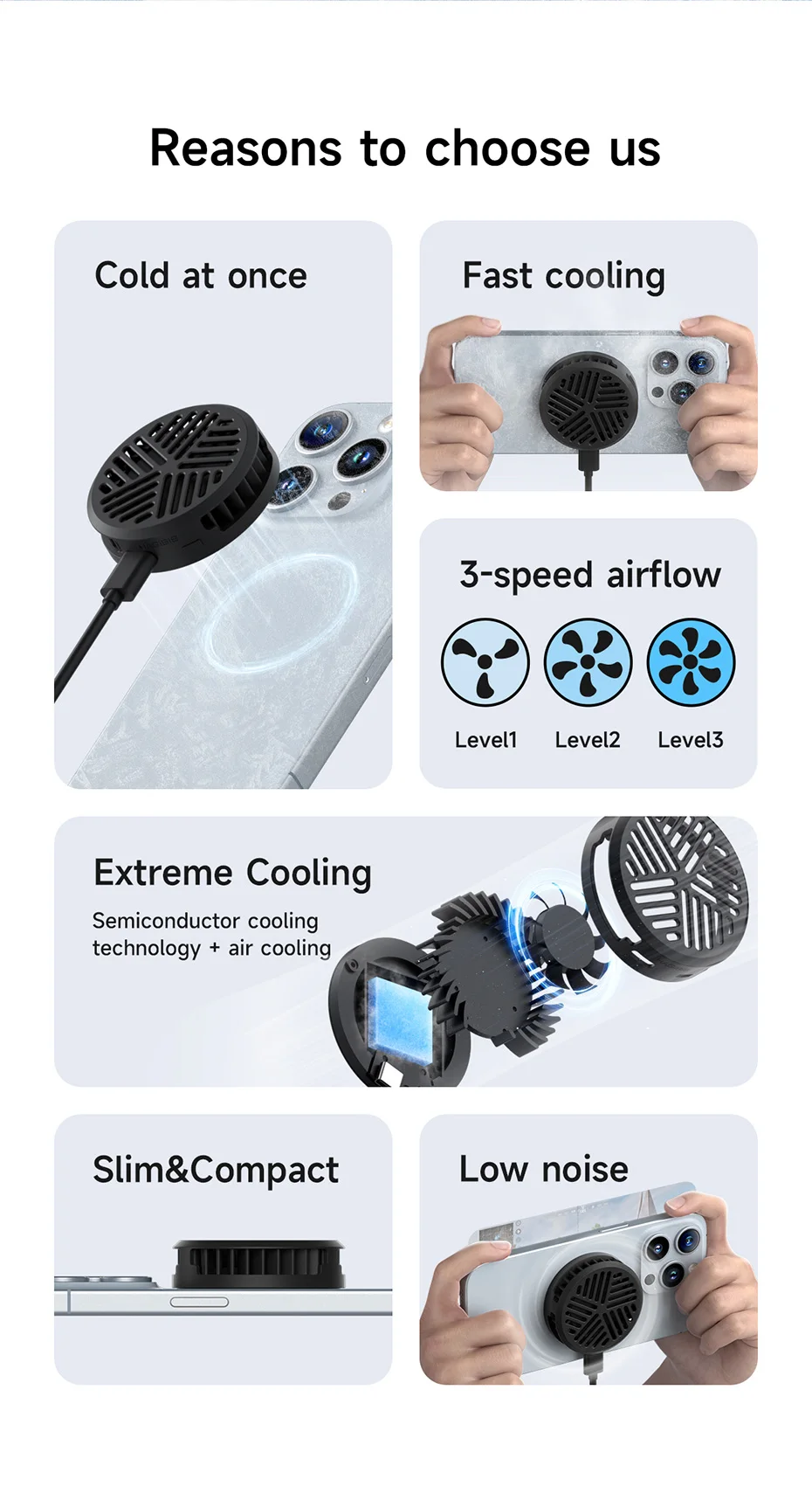 Hagibis Magnetic Cell Phone Cooling Fan