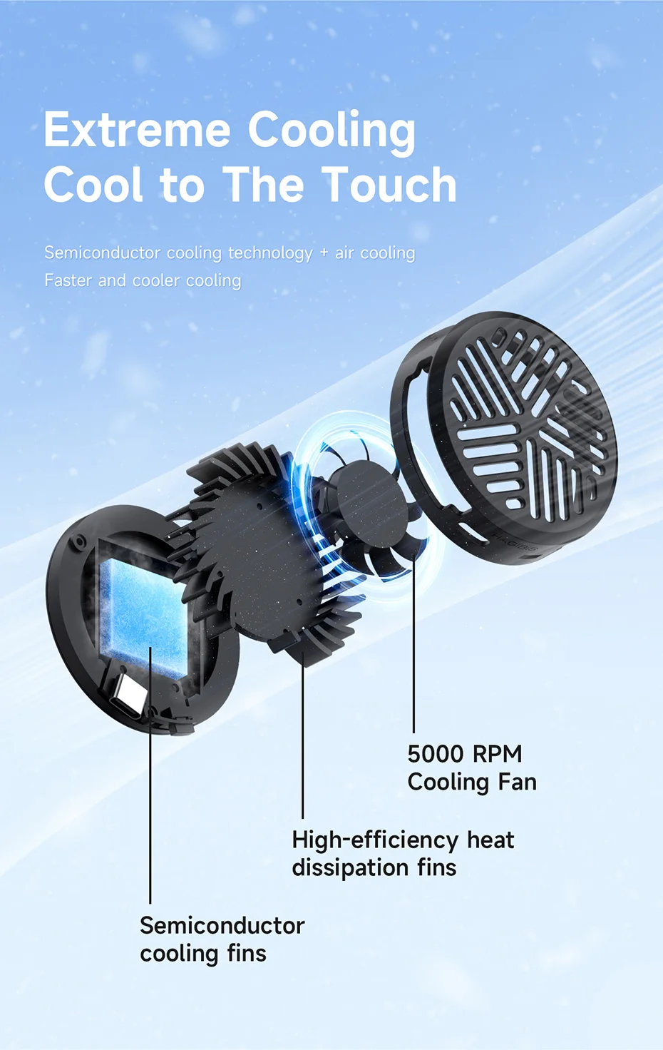 Hagibis Magnetic Cell Phone Cooling Fan