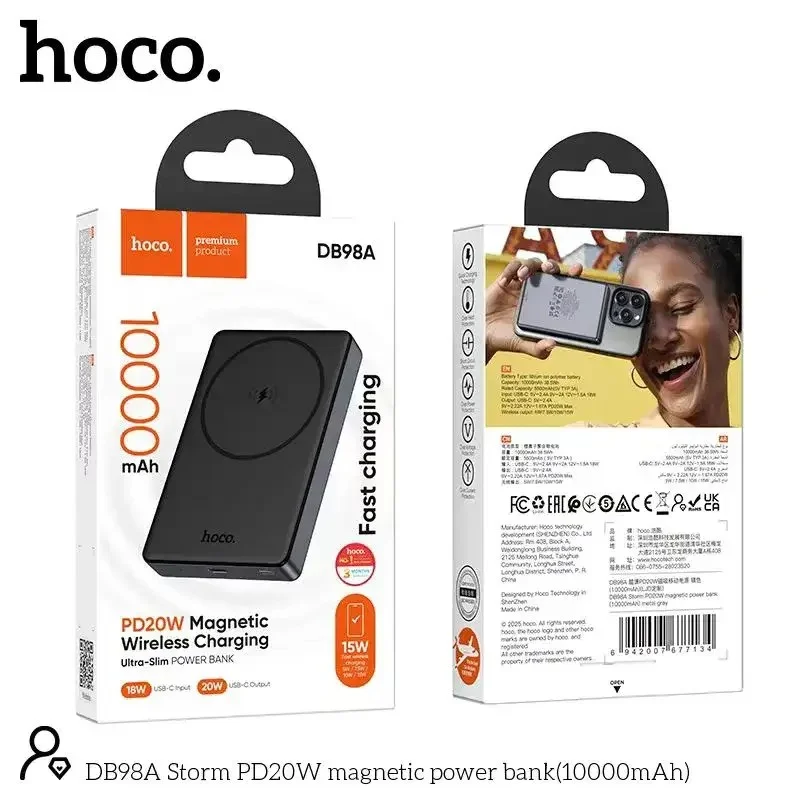 Hoco DB98A Storm PD 20W 10000mAh Slim Magnetic Power Bank