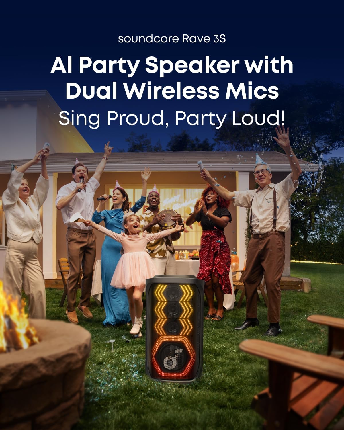 Anker Soundcore Rave 3S 200W AI Karaoke Party Speaker