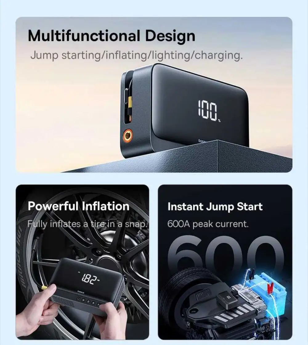 Baseus BS-CH013 600A Car Jump Starter 4-in-1 Portable Power Bank