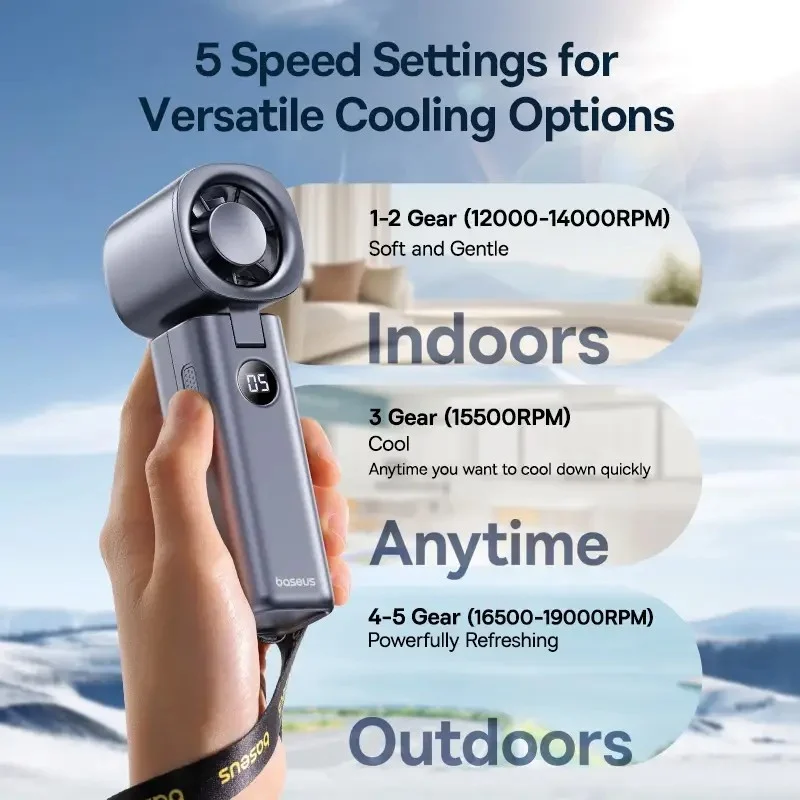 Baseus GoTrip DT1 High-Speed Foldable Handheld Fan