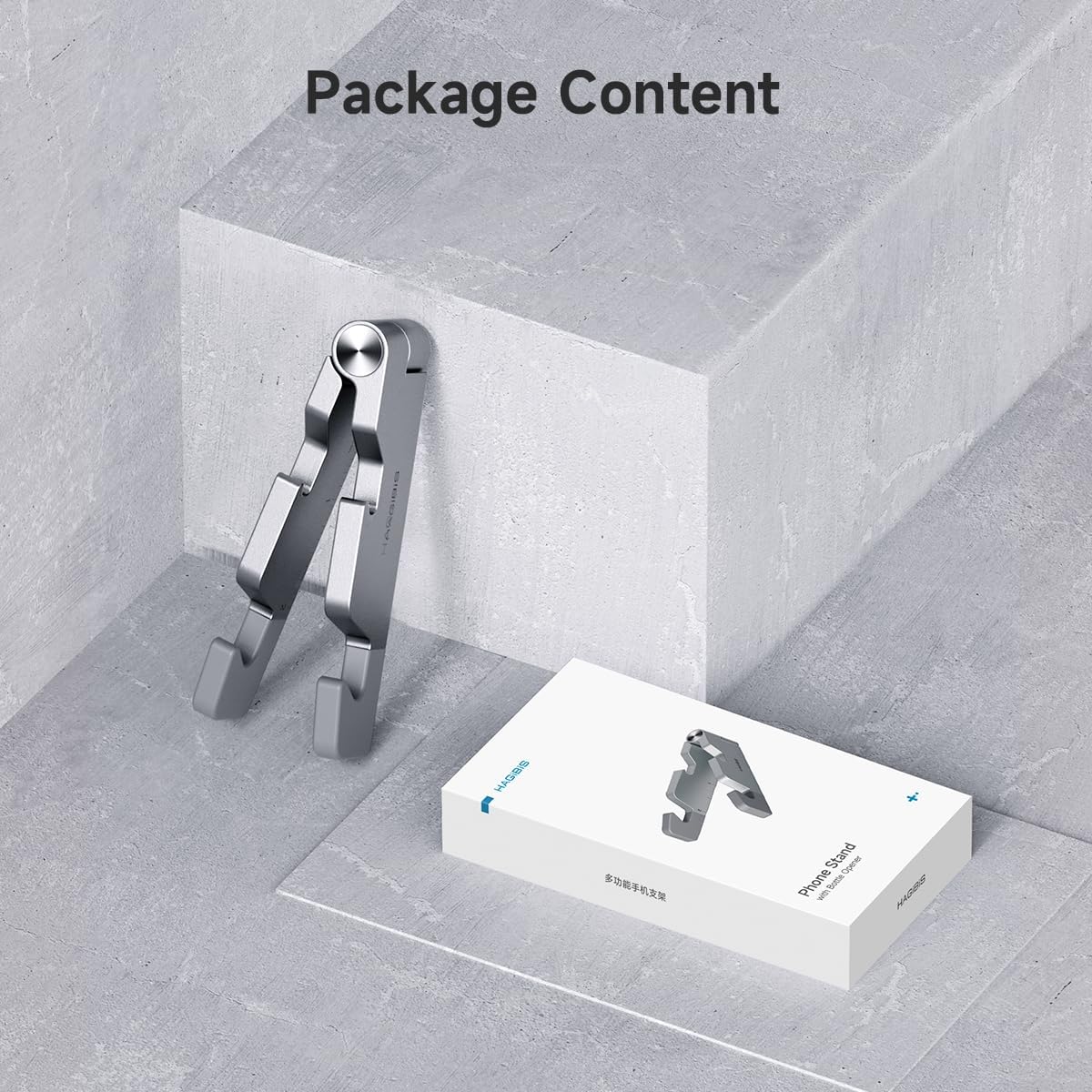 Hagibis Cell Phone Stand for Desk 4 in 1 Foldable Aluminum Portable Travel Phone Holder