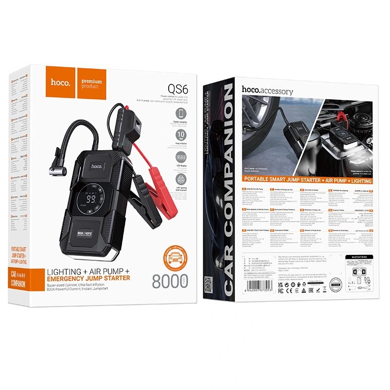 Hoco QS6 3-in-1 Car Jump Starter Smart Tire Inflator