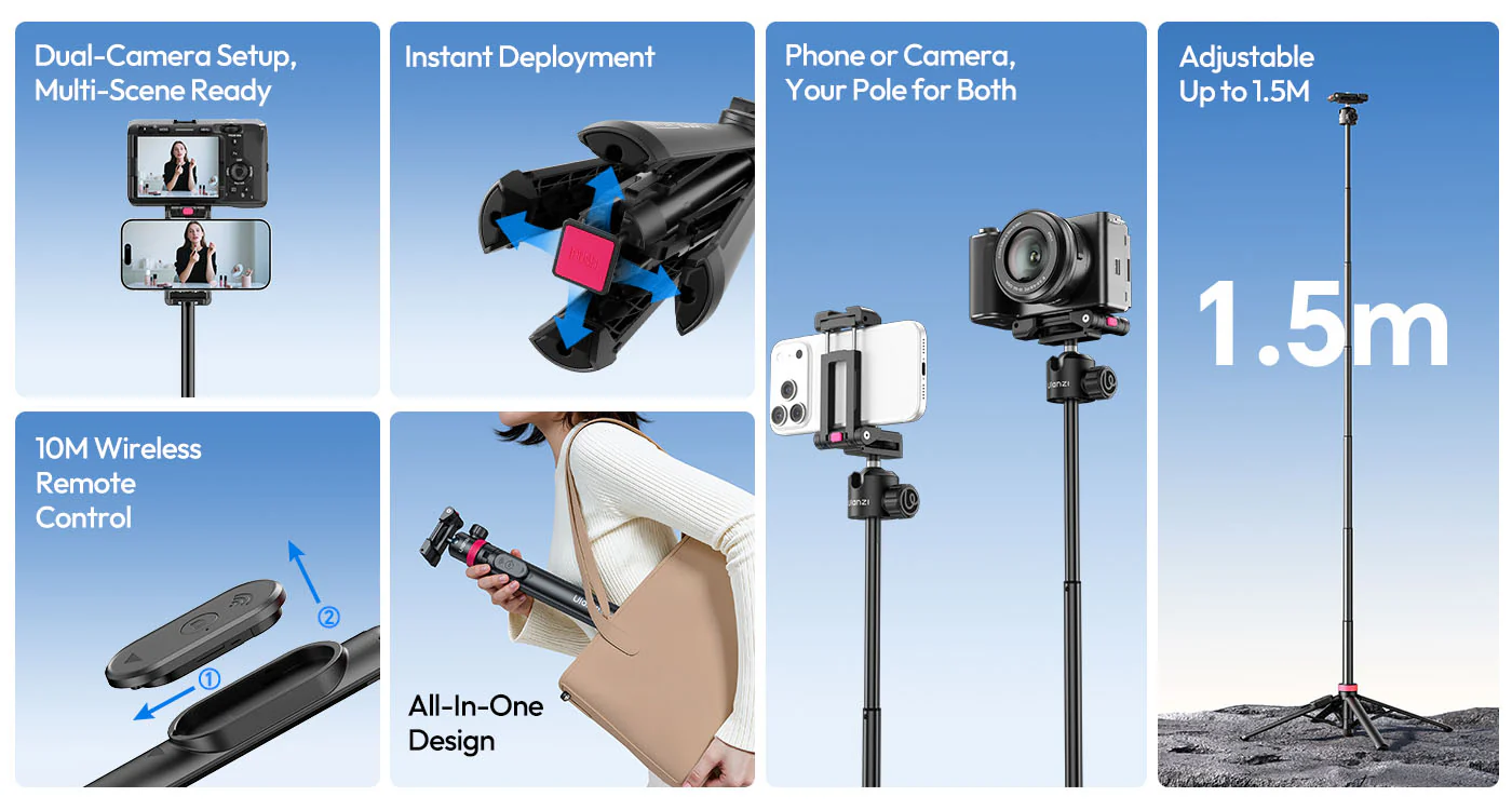 Ulanzi MT-44B 2-in-1 Selfie Stick Quadpod