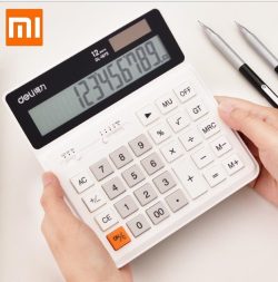 DELI Dual power Drive 12 Number Display Intelligent Shutdown Calculator