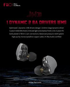 FiiO JadeAudio JH3 1DD+2BA Triple Hybrid Driver In ear Earphone
