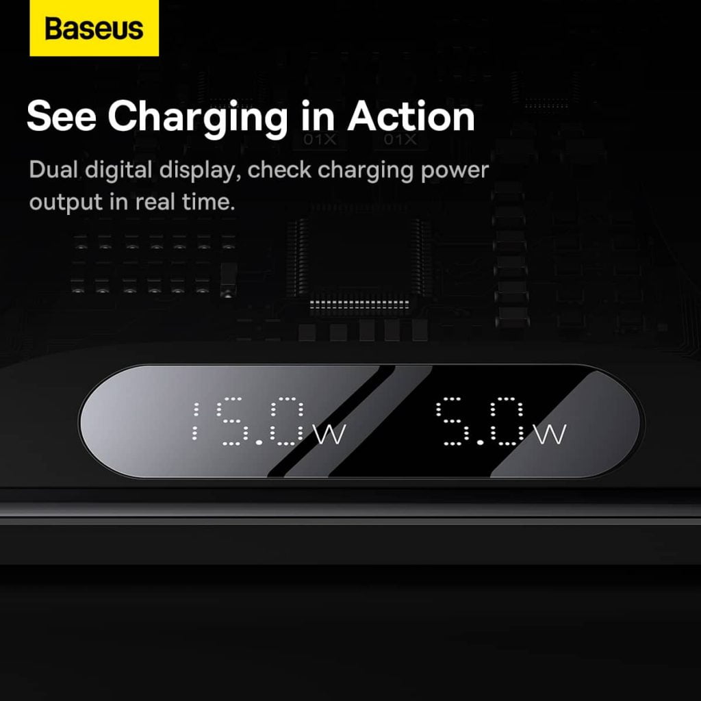 Baseus Digital LED Display 2 in 1 20W Wireless Charger 