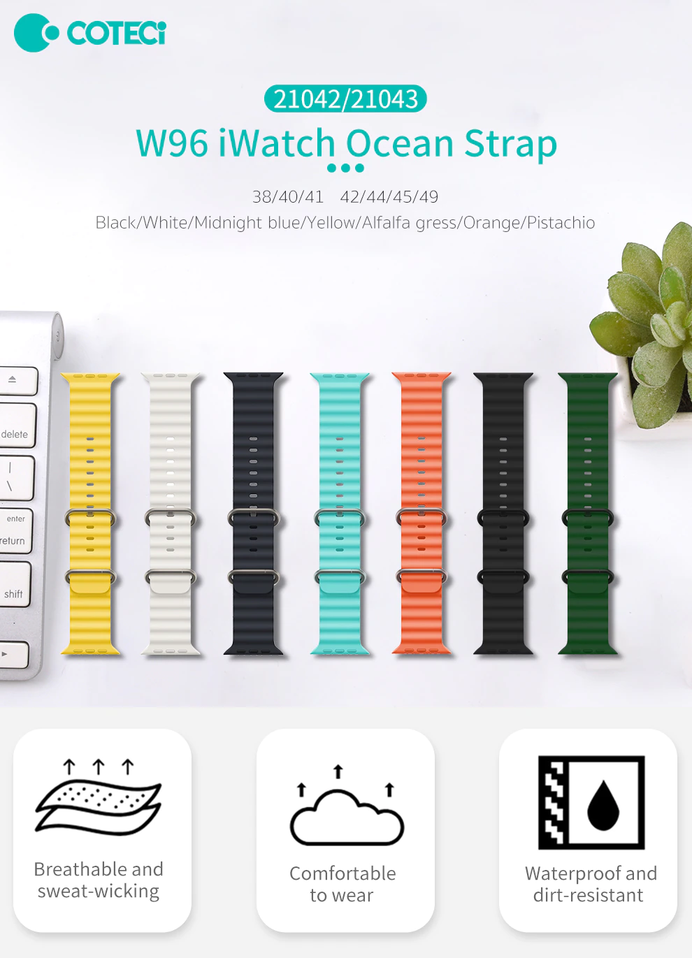 COTECI Ocean Loop Watch Band for iWatch 42 / 44 / 45 / Ultra 49 mm
