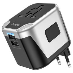 Hoco AC5 2USB+1Socket Universal Travel Adapter