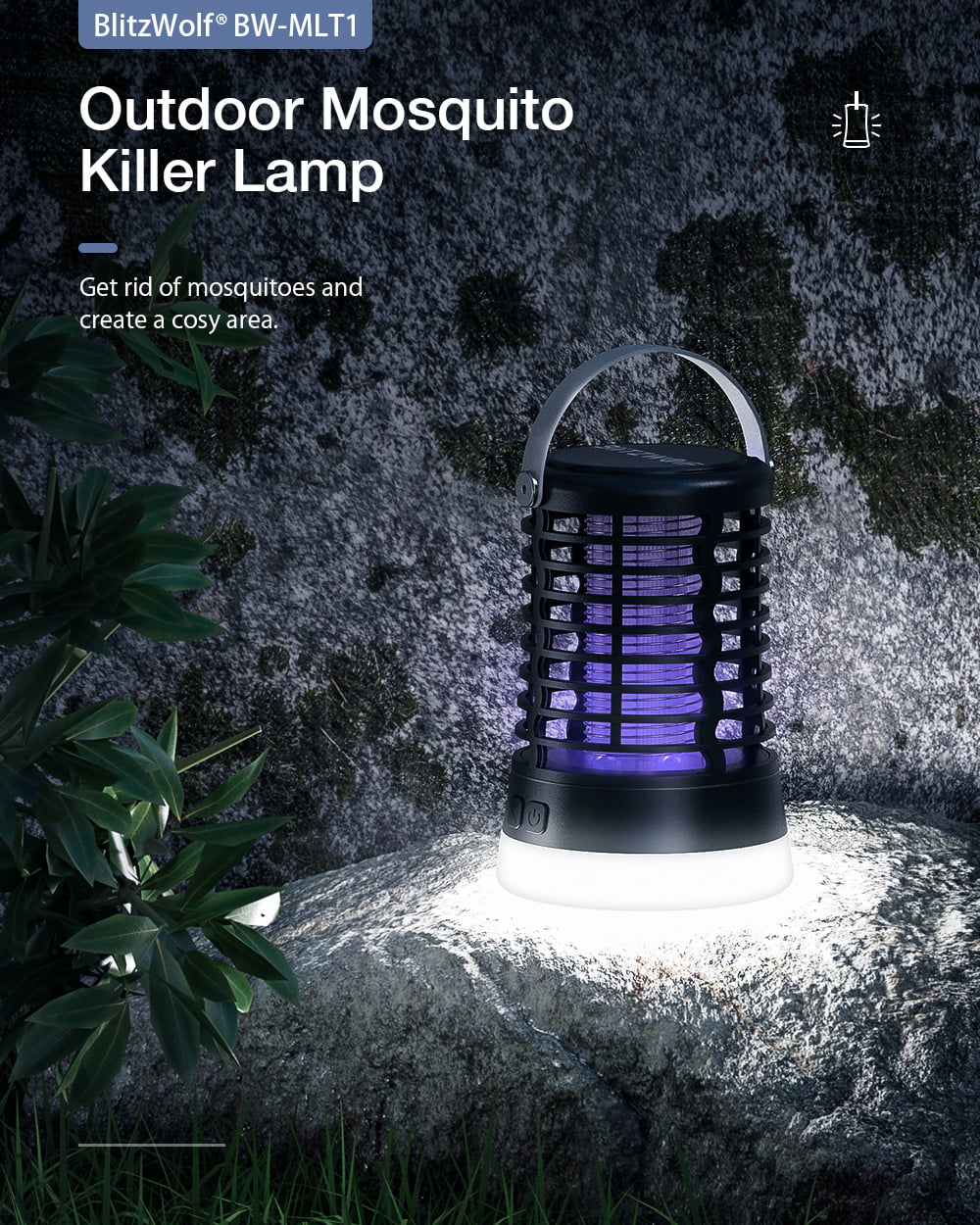 BlitzWolf BW-MLT1 2 IN 1 Mosquito Killer Rechargeable Lamp