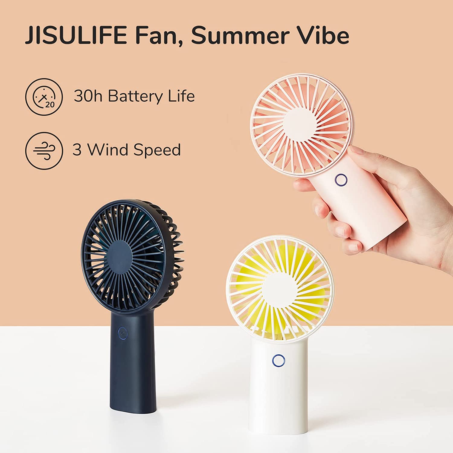 JISULIFE F2D Handheld Portable Hand Held Fan (6000mAh)