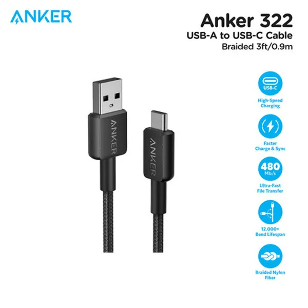 Anker 322 USB to Type C Cable 3ft (Nylon Braided)