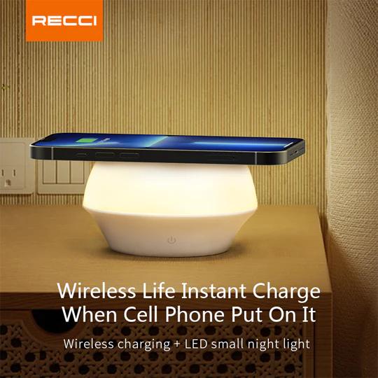 Recci RCW-21 15W Mushroom Wireless Charger And LED Small Night Light