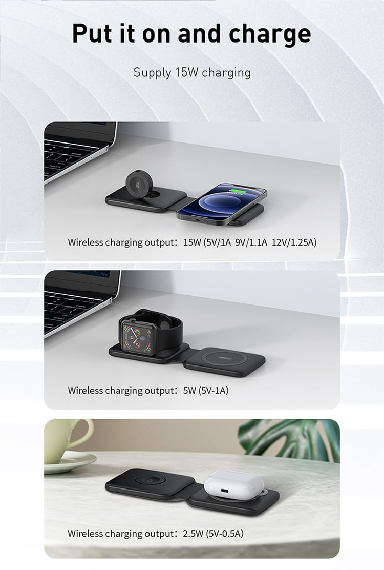 Recci Rcw13 15w Wireless Charger Detachable Bracket 3 in 1