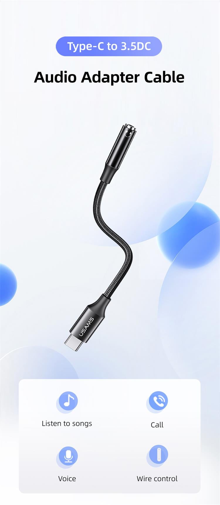 Usams US-SJ599 AU16 Type-C to 3.5DC Audio Dongle