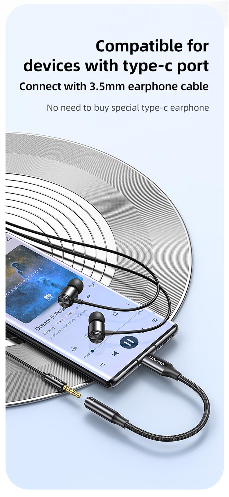 Usams US-SJ599 AU16 Type-C to 3.5DC Audio Dongle