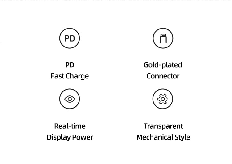 USAMS SJ589 Type-C To Lightning 20W Transparent Digital Display Cable (2 Meter)