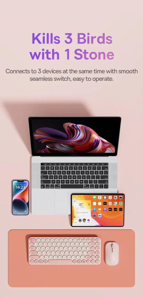 Baseus K01A Wireless Tri-Mode Ergonomic Multi-Connection Keyboard with High Portability