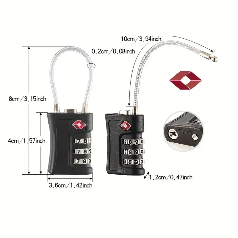 COTECi TSA Customs Code 3 Digit Combination Lock (1)