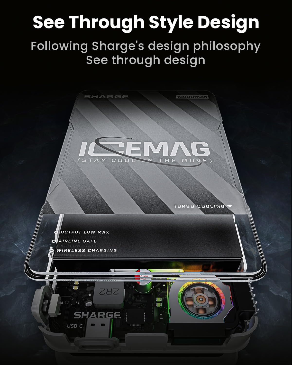 Sharge ICEMAG Magnetic 10000mAh Active Cooling Power Bank (1)